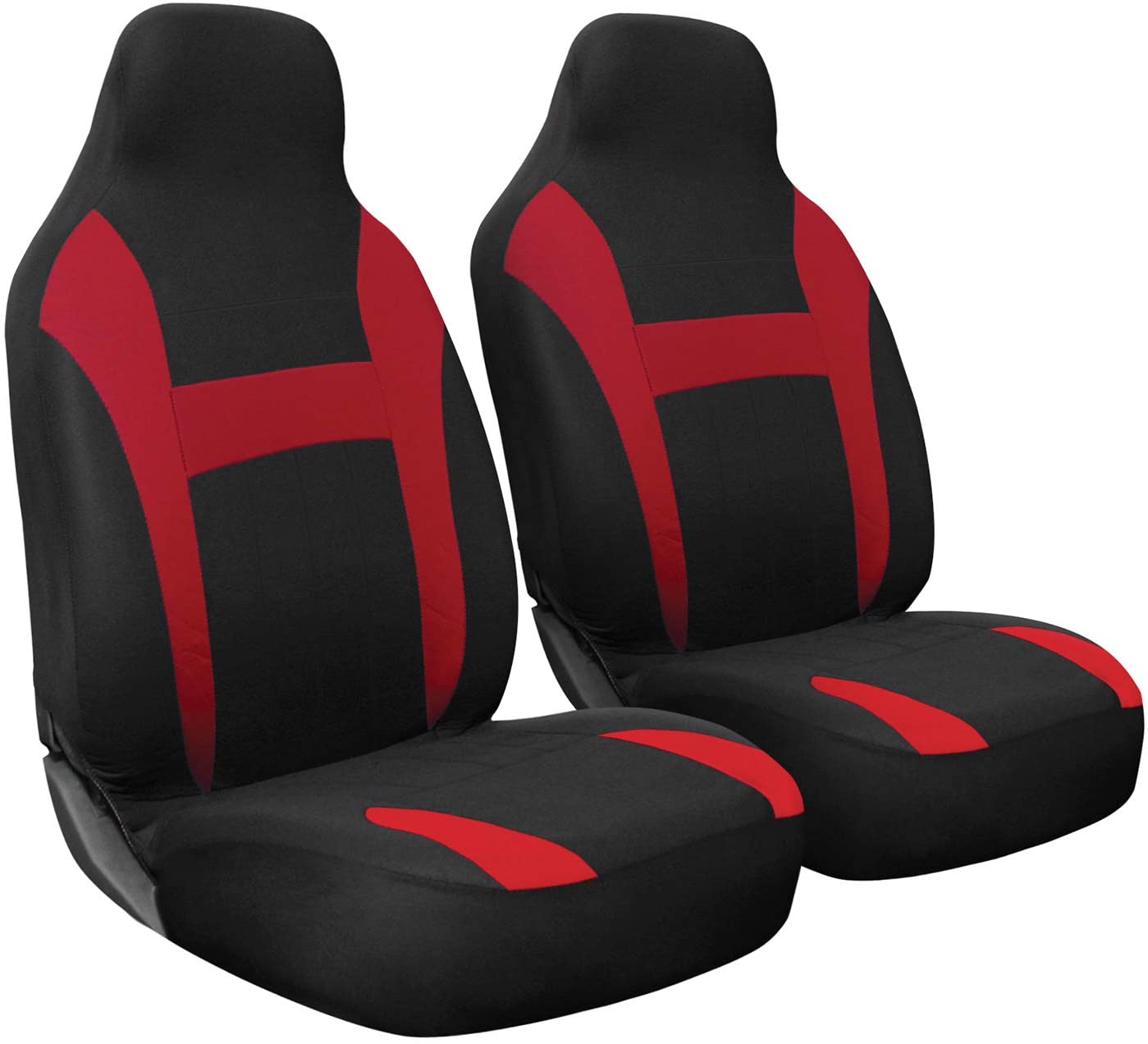 OxGord Car Seat Cover - Poly Cloth Two Toned Front Low Bucket Seat -Universal Fit Cars, Trucks, SUVs, Vans - 2 pc Set