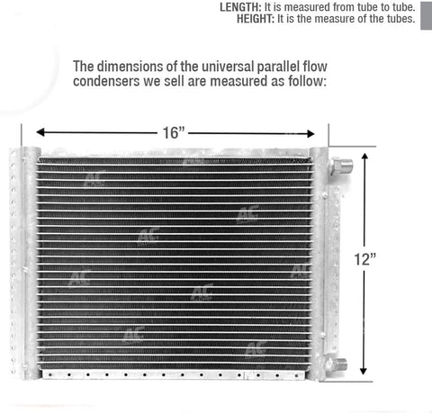 CNFP1216 AC A/C Universal Condenser Parallel Flow 12 x 16 O-ring #6 & #8