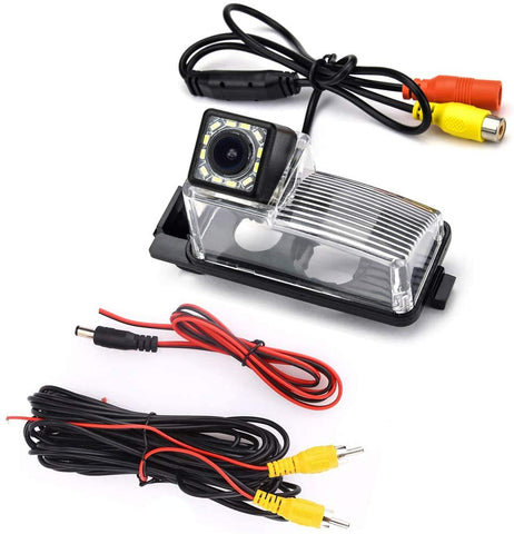 eHANGO Car Rear View Camera Bracket License Plate Lights Housing Mount for Nissan Versa Nissan Tiida Nissan Livina Pulsar Nissan Latio Nissan Fairlady Z Nissan 350Z 370Z Nissan GT-R (12 LED)