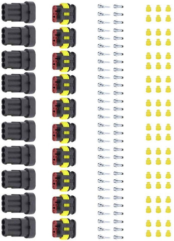 ESUPPORT 10 X 2 Pin Way Car Waterproof Electrical Connector Plug Socket Plug Kit Wire AWG Gauge Marine Terminals