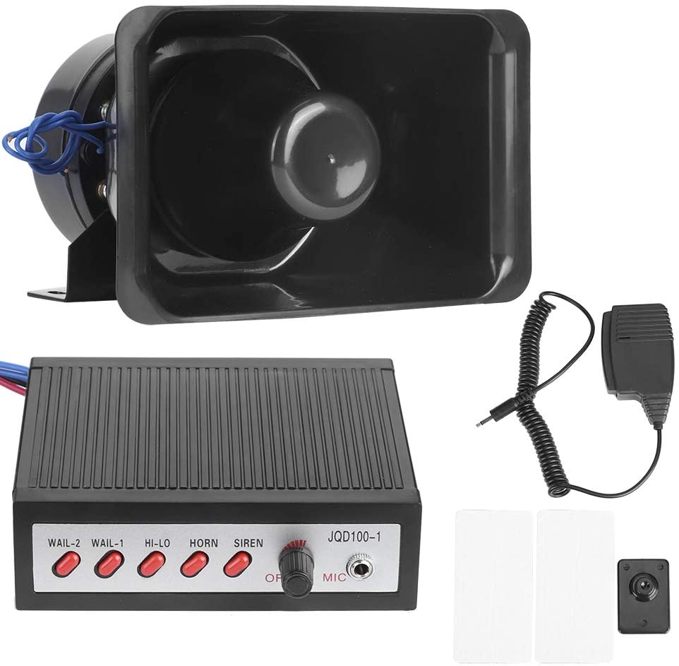 Loud Electronic Horn,5 Sounds 100W Car Warning Horn Loud Electronic Horn Siren Speaker Safety Horn 12V