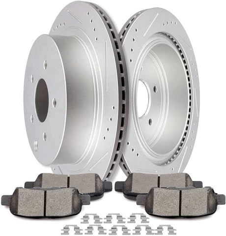 Brake Kits,SCITOO Rear Discs Brake Rotors and Ceramic Pads fit for Infiniti FX35 FX37 FX45 JX35 M35h M37 M56 Q50 Q60 Q70 Q70L QX60 QX70, for Nissan Murano Pathfinder Quest