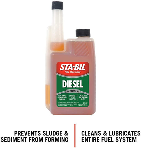 STA-BIL (22254) Diesel Fuel Stabilizer And Performance Improver - Keeps Diesel Fuel Fresh For Up To 12 Months - Lubricates And Cleans The Fuel System - Treats 320 Gallons, 32 fl. oz.