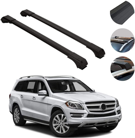 OMAC Roof Racks Cross Bars Carrier Cargo Racks Rail Aluminium Black Set 2 Pcs for Mercedes GL 2013-2020