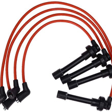 94-01 7mm High Performance Engine SPARK PLUG WIRES Wire Set Replacement for Honda Acura Integra Type-R GSR B18 DOHC VTEC (Red)