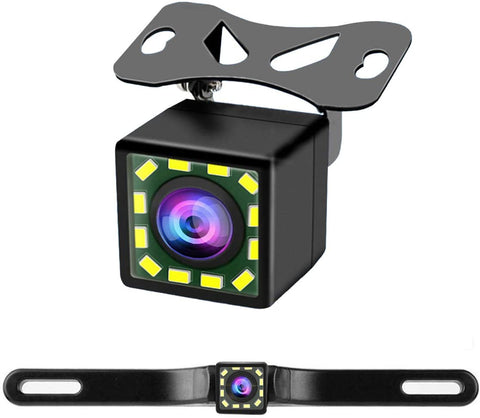 Backup Camera for Car HD 12 LED Wide View Angle 2-in-1 Universal Rear View Reverse Camera 2 Installation Options Removable Guildlines 12V only