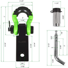AMBULL Shackle Hitch Receiver 2 Inch, with 3/4 Inch D-Ring Shackle, Locking Pin, 2 Insurance Pins, Heavy Duty Solid Recovery Kit, Red