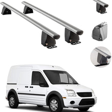 OMAC Auto Exterior Accessories Fixed Point Roof Rack Crossbars | Aluminum Silver Lockable Roof Top Cargo Management Racks | Luggage Ski Kayak Carriers Set 2 Pcs | Fits Ford Transit Connect 2010-2013