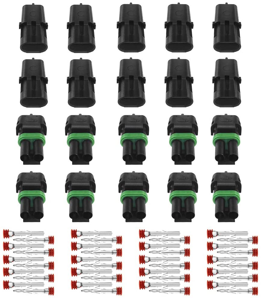 (10 Pcs) MCIGICM 2 Pin Way 20-14 AWG Waterproof Electrical Connector 1.5mm Series Terminals Quick Locking Wire Harness Sockets