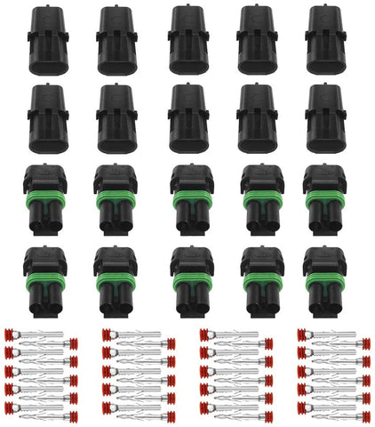 (10 Pcs) MCIGICM 2 Pin Way 20-14 AWG Waterproof Electrical Connector 1.5mm Series Terminals Quick Locking Wire Harness Sockets