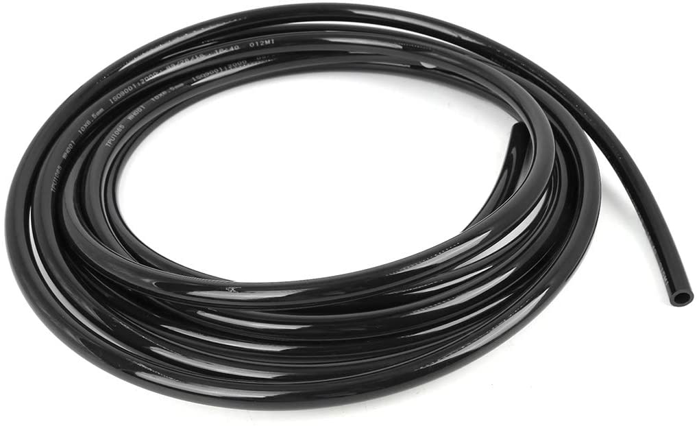 X AUTOHAUX 5 Meter 16.40ft Black Polyurethane PU Air Hose Pipe Tubing 10mm OD 6.5mm ID for Car