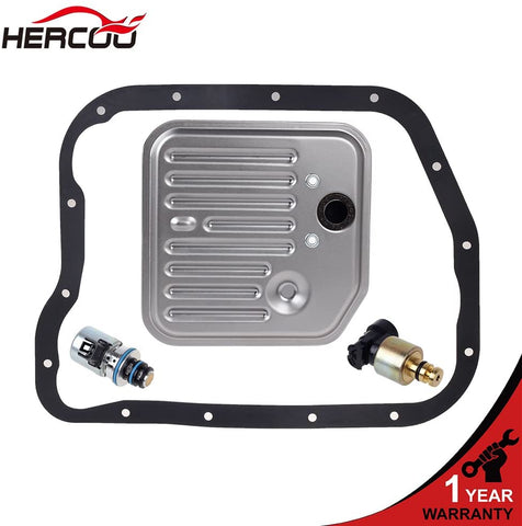 HERCOO Governor Pressure Sensor and EPC Solenoid fits A500 42RE 44RE Transmission with Gasket Filter Kit Compatible with 1998-1999 Jeep Grand Cherokee Dodge Dakota