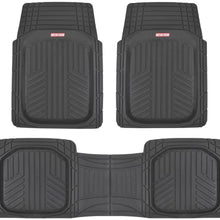 Motor Trend FlexTough Plus Black Rubber Car Floor Mats – All Weather Deep Dish Automotive Floor Mats, Heavy Duty Trim to Fit Design, Odorless Floor Mat Liners for Cars Truck Van SUV