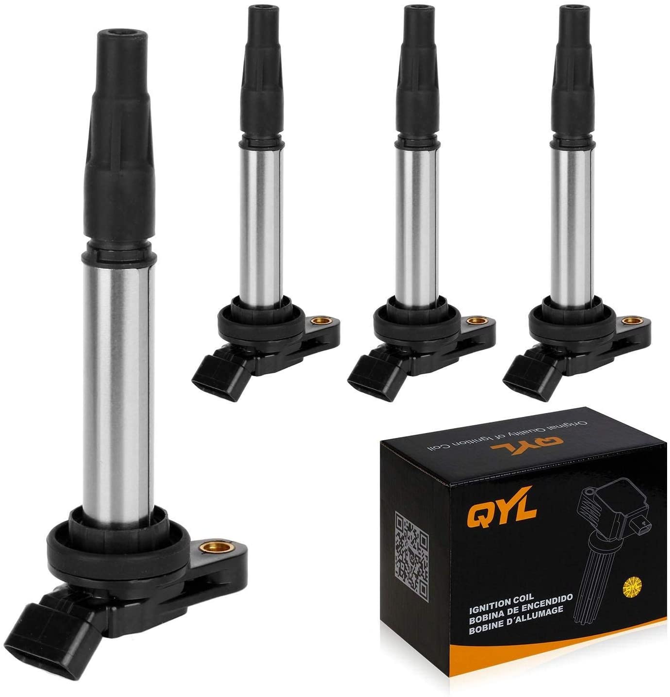 QYL 4Pcs Ignition Coils for Prius Corolla Matrix V CT200H XD 1.8L L4 UF-596 UF-619 C1714 90919-02252 90919-02258