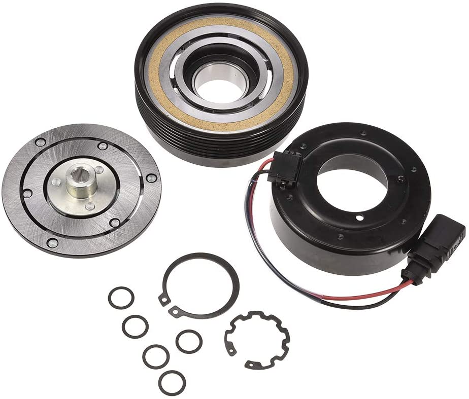 Younar A/C AC Compressor Clutch Assembly Kit 6 Grooves PV6 and 4.75 inch Clutch Diameter Replacement for Audi TT Volkswagen Beetle Golf Jetta Polo 2002 2003 2004 2005 2006