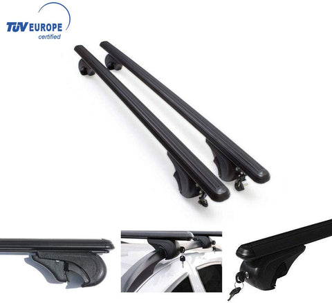 Roof Racks Lockable Cross Bars Carrier Cargo Racks Rail Aluminium with TUV Fits Black Set 2 Pcs for Volkswagen Tiguan 2012-2017