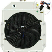 OzCoolingParts 42-52 Ford F-Series Radiator Fan Shroud Kit, 4 Row Core Aluminum Radiator + 16" Fan w/Shroud + Thermostat/Relay Wire Kit for 1942-1952 43 44 45 46 47 48 Ford F1 F2 F3 Pickup Truck V8