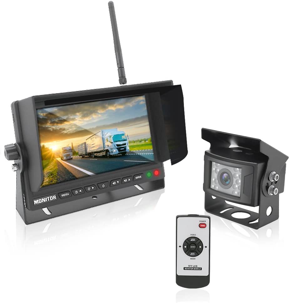 Pyle PLCMTR78WIR 2.4Ghz Vehicle Camera & Video Monitor System with Wireless Transmission, Waterproof Rated Cam, Night Vision, 7'' Display (for Bus, Truck, Trailer, Van)