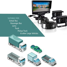 Pyle PLCMTR72 Weatherproof Rearview Backup Camera and Monitor Video System for Bus, Truck, Trailer and Van (2 Cams, 7'' Monitor, Dual DC 12-24V), Black