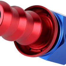 AN8 Oil Line Hose End AN8 Straight 45 90 180 Degree Push On Twist Lock Oil Gas Fuel Line Hose End Male Fitting Blue and Red Color Anodized(0Degree)