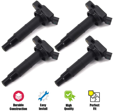 Ignition Coil Set of 4 Pack for Toyota Camry RAV4 Solara Matrix Highlander Lexus Pontiac Scion TC XB Replaces#90919-02244,UF333,C1330,6731307