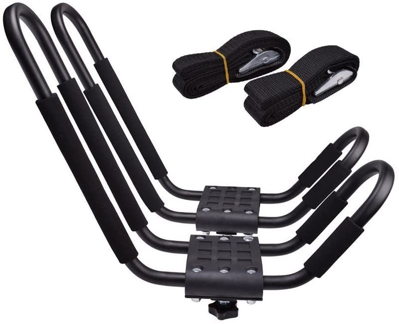 ECOTRIC J-Bar 2 Pairs Universal Kayak Canoe Top Mount Carrier Roof Rack Boat SUV Van Car with One Year Warranty