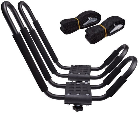 ECOTRIC J-Bar 2 Pairs Universal Kayak Canoe Top Mount Carrier Roof Rack Boat SUV Van Car with One Year Warranty