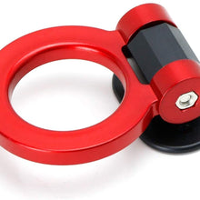 iJDMTOY Red Universal Ring Track Racing Style Tow Hook Aesthetic Decoration Kit Compatible With Any Car SUV Truck (Not Functional, Decorative Purpose ONLY)