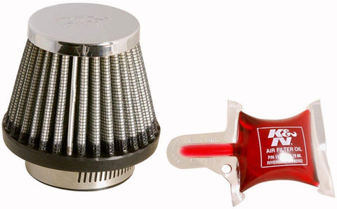 K&N Universal Clamp-On Air Filter: High Performance, Premium, Replacement Filter: Flange Diameter: 1.6875 In, Filter Height: 2.375 In, Flange Length: 0.625 In, Shape: Round Tapered, RC-2490