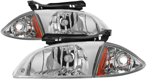 Chevy Cavalier 2000-02 Corner Lamp & Headlights 4 Pcs Set Chrome Housing