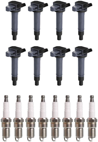 ENA Ignition Coil and Spark Plug Set of 8 Compatible with 2003-2009 Toyota 4Runner 4.7L V8 2000-2009 Toyota Tundra 4.7L V8 2001-2009 Toyota Sequoia 4.7L V8 UF230