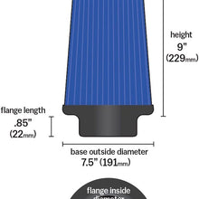 Airaid 703-469 Universal Clamp-On Air Filter: Round Tapered; 6 Inch (152 mm) Flange ID; 6 Inch (152 mm) Height; 7.25 Inch (184 mm) Base; 5 Inch (127 mm) Top
