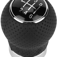 Shift Knob, Car 5 Speed 6 Speed Universal Round Leather Gear Shift Head Manual Transmission Gear Shift Knob Car Shift Knob Lever Shifter(6 Speed)