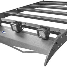 RODEO TRAIL Top Roof Rack Cargo Carrier Compatible with Toyota Tacoma 2/3 Gen 2005-2021 - Textured Steel Roof Rack w/ 4X LED Spotlights