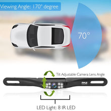 License Plate Rear View Camera - Built-in Distance Scale Lines Backup Parking/Reverse Assist Marine Grade Waterproof IP-67 Adjustable Slim Bar Cam Night Vision w/ 420 TVL Resolution - Pyle PLCM28MS