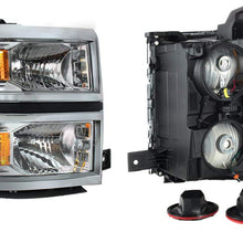 For 2014 2015 Chevy Silverado 1500 Pickup Truck Chrome Clear Headlight Lamp Assembly Driver + Passenger Side