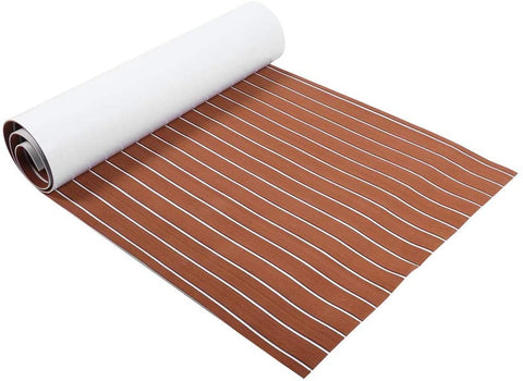 Hlyjoon EVA Boat Mat 90x240cm Marine Flooring Mat Anti-Slip Self-Adhesive Decking Strips Roll for Boat Yacht
