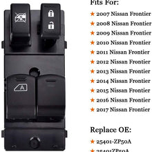 25401-ZP50A Driver Side Power Window Switch for Nissan Frontier 2007 2008 2009 2010 2011 2012 2013 2014 2015 2016 2017