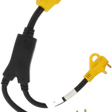 ABN Plug Y Adapter, (2) 30 Amp Male 3 Prong to (1) 50 Amp Female 4 Prong, RV Camper Generator Electrical Power Converter