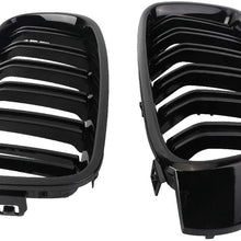 TERUIXI 1 Pair Black 3 Series Kidney Grille for 2012 2013 2014 2015 2016 2017 2018 F30 F31 Front Bumper Grill Gloss