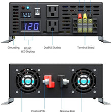 WZRELB 3000watt Pure Sine Wave Inverter 12V DC to 120V AC 60HZ with LED Display Wireless Remote Controller Car Inverter Generator (RBP300012VCRT)