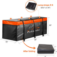 FIVKLEMNZ Car Cargo Carrier Bag, 20 Cubic Feet Waterproof Hitch Tray Cargo Carrier with 6 Reinforced Straps Suitable for All Vehicle with Steel Cargo Basket (59" 23" 23")