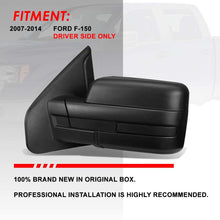 Left Driver Side Black Textured Manual Adjustment Folding Rear View Towing Mirror Replacement for Ford F-150 04-14