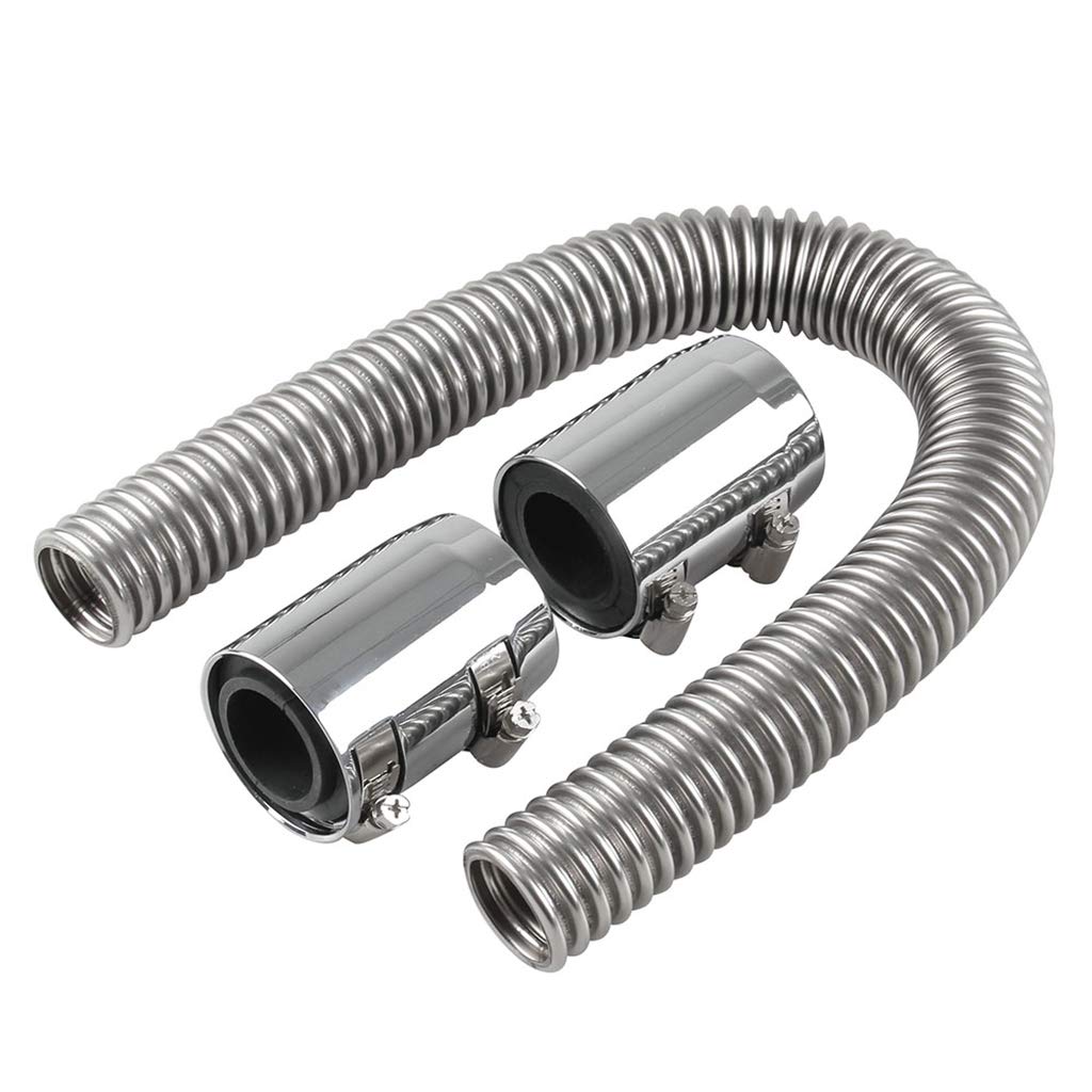 beioust Universal Flexible Upper/Lower Automotive Cooling Water Pipe Engine Cooling Water Pipe Stainless Steel with Chrome Plated Cover-24