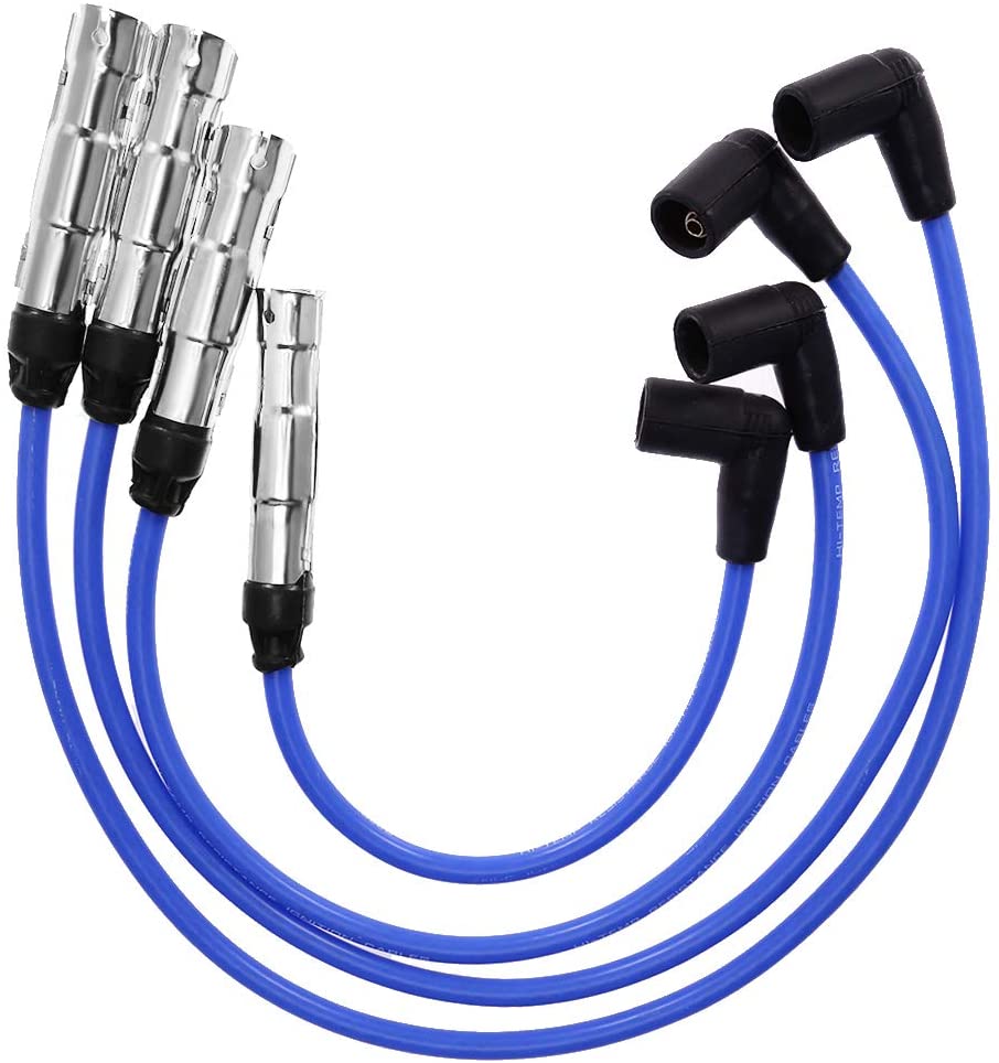 Spark Plug Wire Set Replacement for VW Jetta Golf GL GLS GTI Beetle 2.0L-L4 1998-2001 2011-2014 Replace# 57041 VWC035 Blue