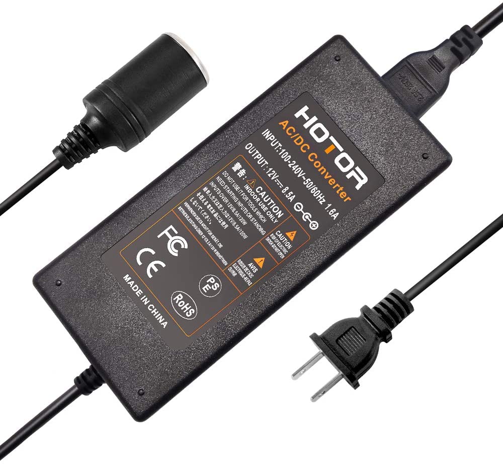 AC to DC Converter, HOTOR 8.5A 100W 110-220V to 12V Car Cigarette Lighter Socket AC DC Power Adapter for Car Vacuum and Other 12V Devices Under 100W