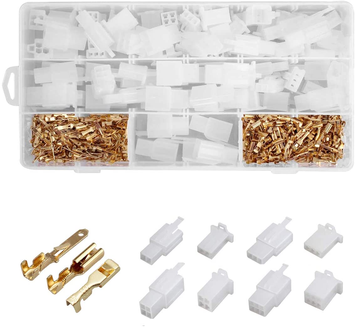 AutoRocking 380pcs Motorcycle Car Electrical Wire Connectors Kit, 2.8mm 2 3 4 6 Pin Header Crimp Wire Terminals (Regular)