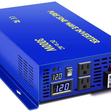 XYZ INVT 3000W Pure Sine Wave Power Inverter 12v to 110v 120v DC to AC with 2 USA Outlets 2 Set of Battery Cables, Power Converter for Home Off Grid, Solar System, RV.(3000W12V)