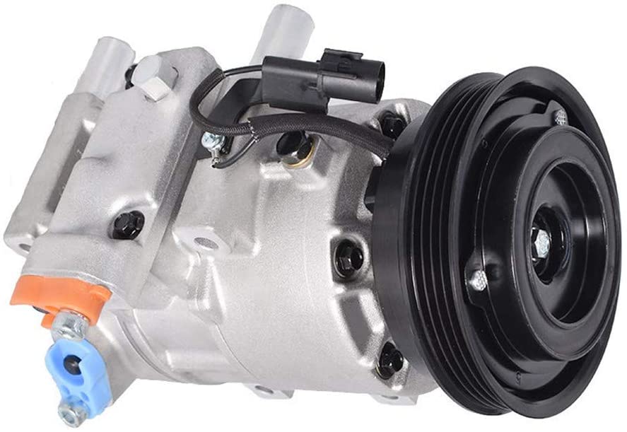 AC Compressor and A/C Clutch, A/C Ports 4 Grooves Replacement for Kia Spectra Spectra5 2.0L 2007 2008 2009 CO 10984C 6512839 977010E125 158350