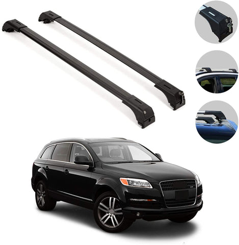 OMAC Roof Racks Lockable Cross Bars Carrier Cargo Racks Rail Aluminium Silver Set 2 Pcs. for Audi Q7 (4L) 2007-2015
